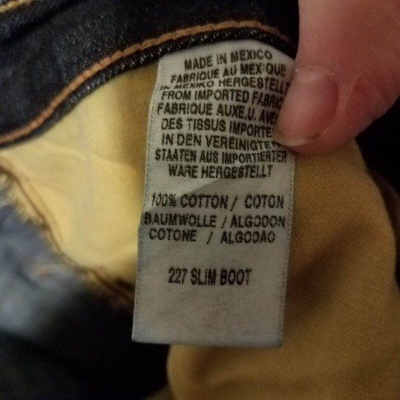 Lucky Brand Men's Size 33x30 227 Slim Boot Fit Jeans Button Fly Dark Wash Frayed - Picture 8 of 8